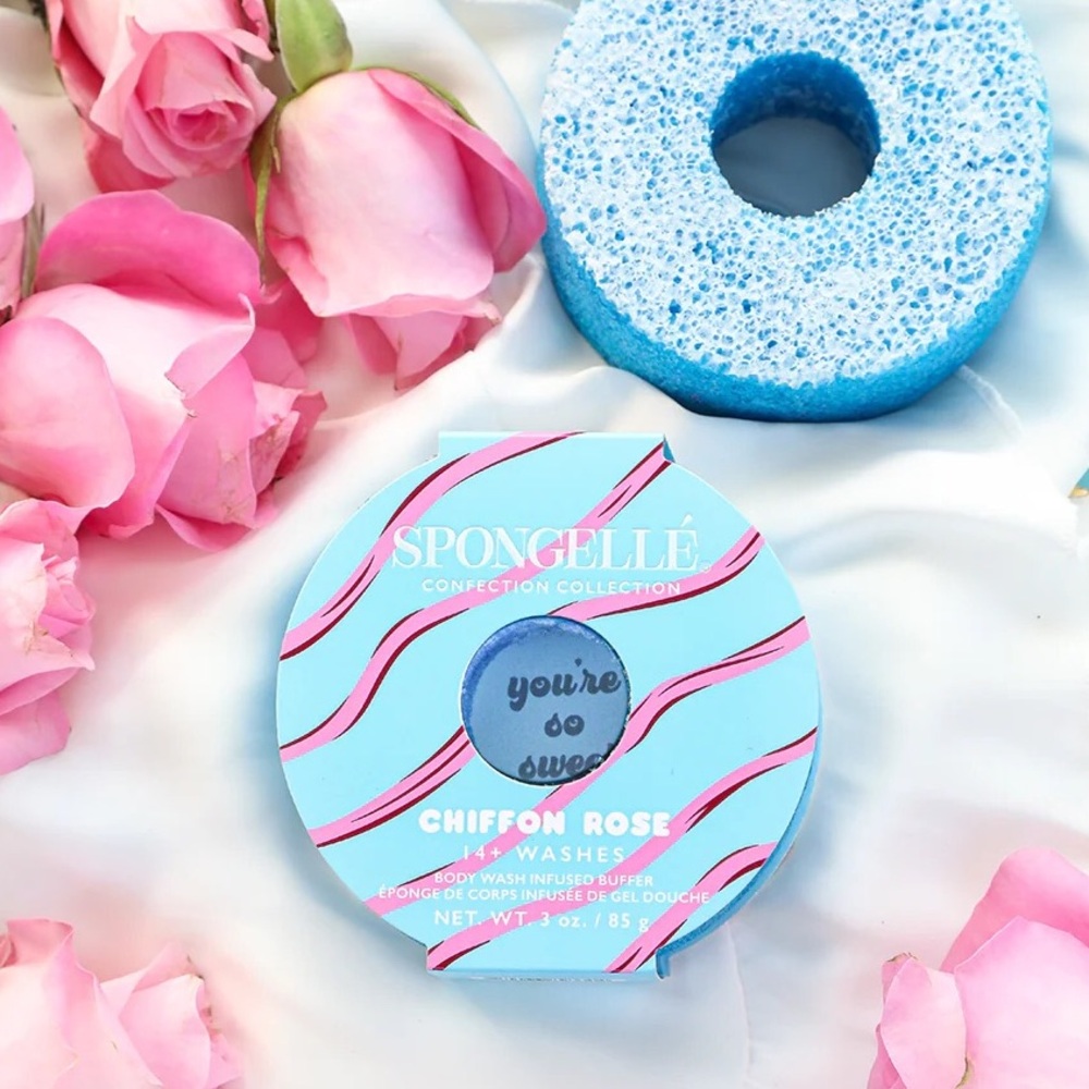 Spongelle Chiffon Rose Body Wash Infused Buffer Donut Sponge 85g *BNIB Sealed